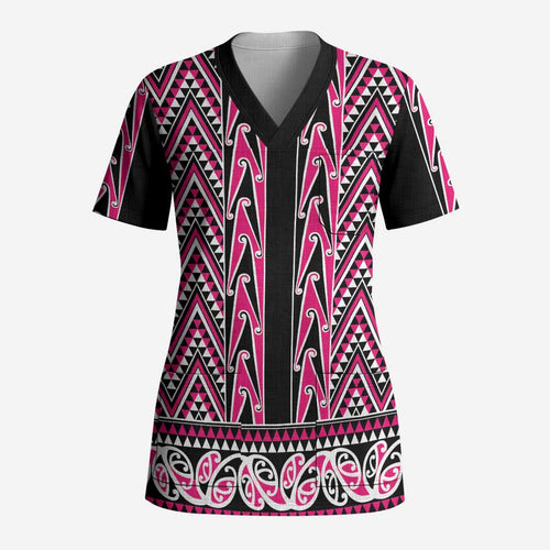 New Zealand Maori Niho Taniwha Scrub Top Mawhero Mangopare and Puhoro Pattern - Aussie Hoodie