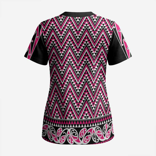 New Zealand Maori Niho Taniwha Scrub Top Mawhero Mangopare and Puhoro Pattern - Aussie Hoodie