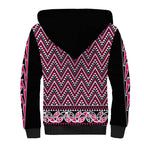 New Zealand Maori Niho Taniwha Sherpa Hoodie Mawhero Mangopare and Puhoro Pattern