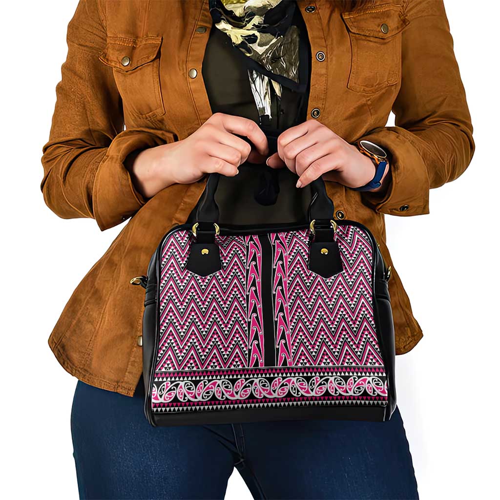 New Zealand Maori Niho Taniwha Shoulder Handbag Mawhero Mangopare and Puhoro Pattern