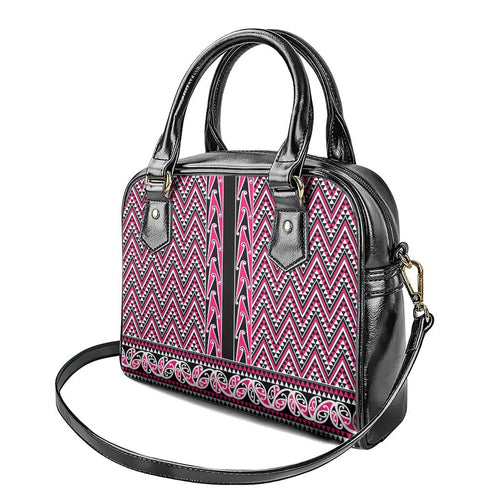New Zealand Maori Niho Taniwha Shoulder Handbag Mawhero Mangopare and Puhoro Pattern