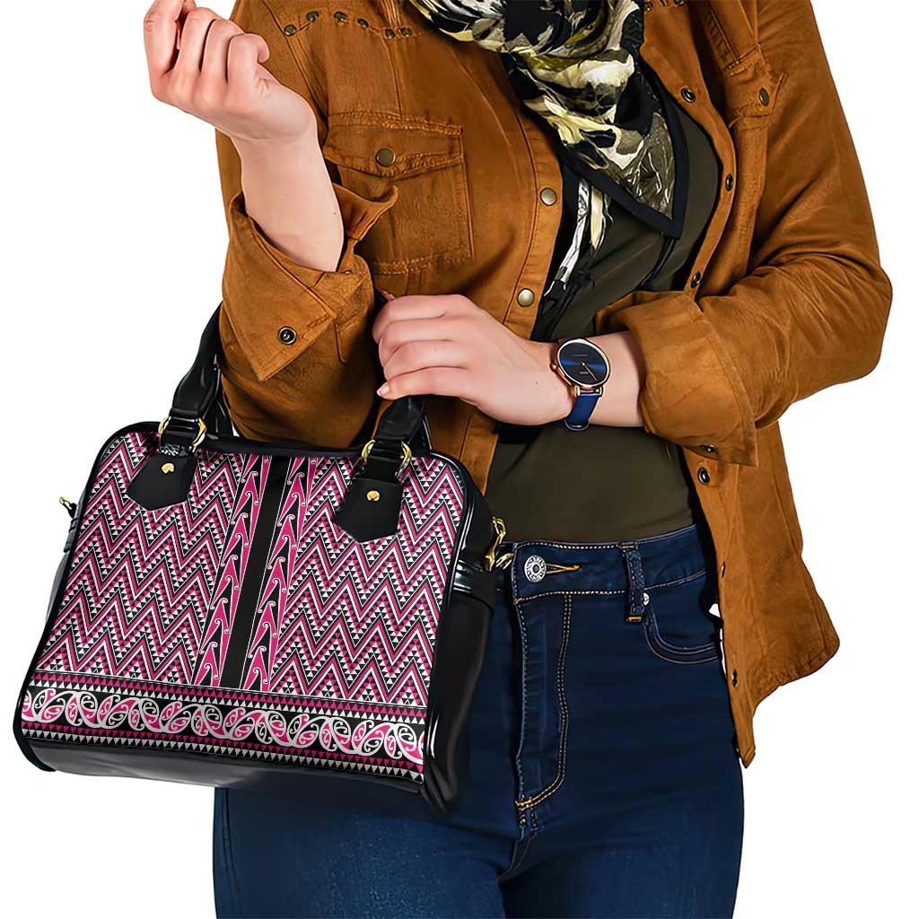 New Zealand Maori Niho Taniwha Shoulder Handbag Mawhero Mangopare and Puhoro Pattern