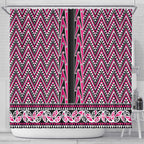New Zealand Maori Niho Taniwha Shower Curtain Mawhero Mangopare and Puhoro Pattern
