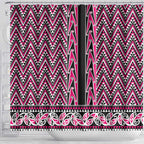 New Zealand Maori Niho Taniwha Shower Curtain Mawhero Mangopare and Puhoro Pattern