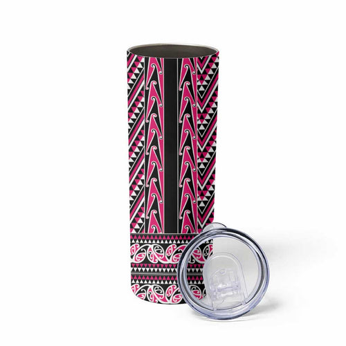 New Zealand Maori Niho Taniwha Skinny Tumbler Mawhero Mangopare and Puhoro Pattern