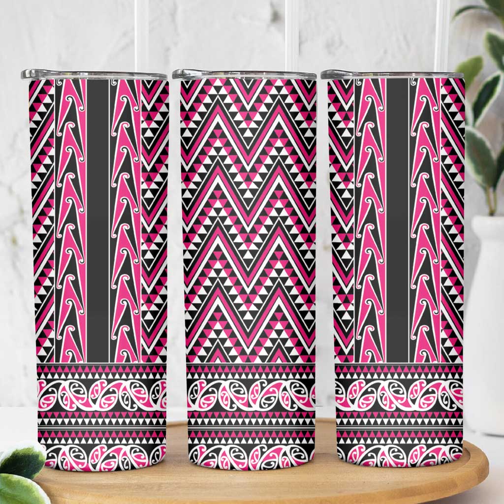 New Zealand Maori Niho Taniwha Skinny Tumbler Mawhero Mangopare and Puhoro Pattern