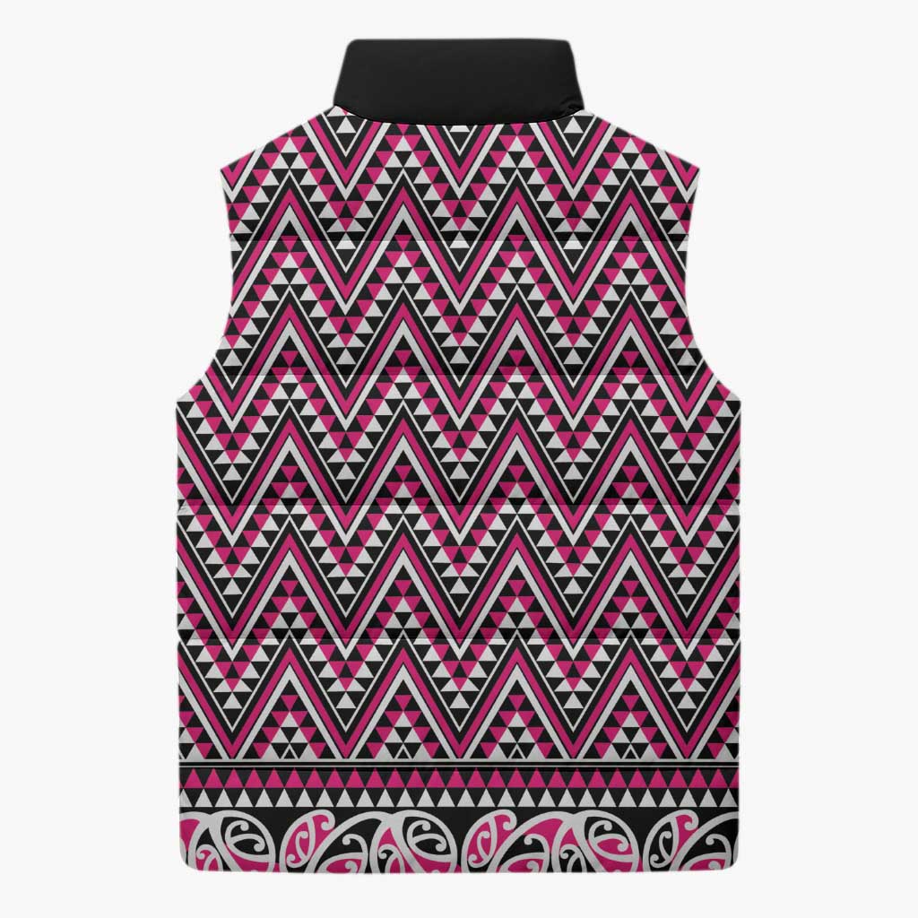 New Zealand Maori Niho Taniwha Sleeveless Puffer Jacket Mawhero Mangopare and Puhoro Pattern - Aussie Hoodie