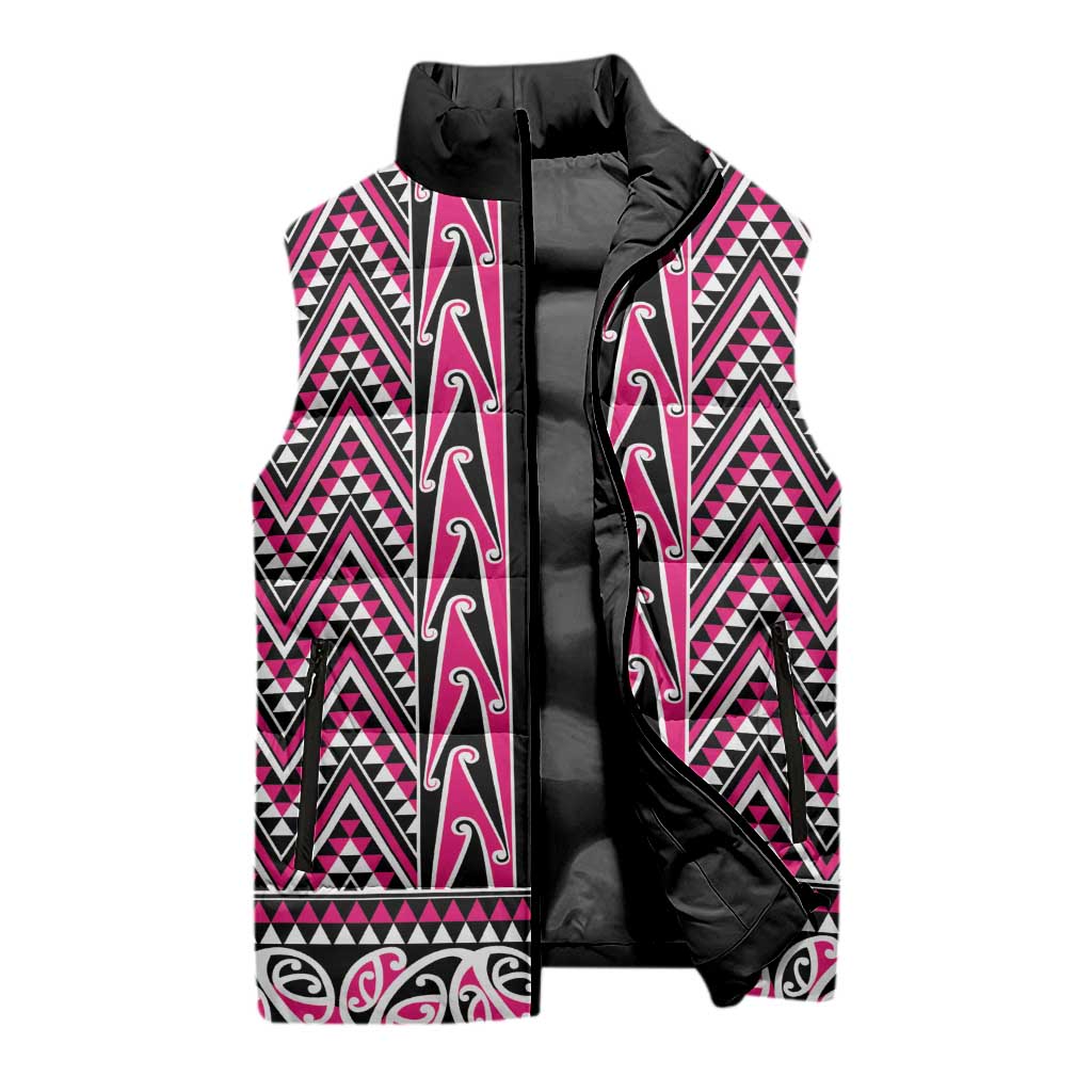 New Zealand Maori Niho Taniwha Sleeveless Puffer Jacket Mawhero Mangopare and Puhoro Pattern - Aussie Hoodie