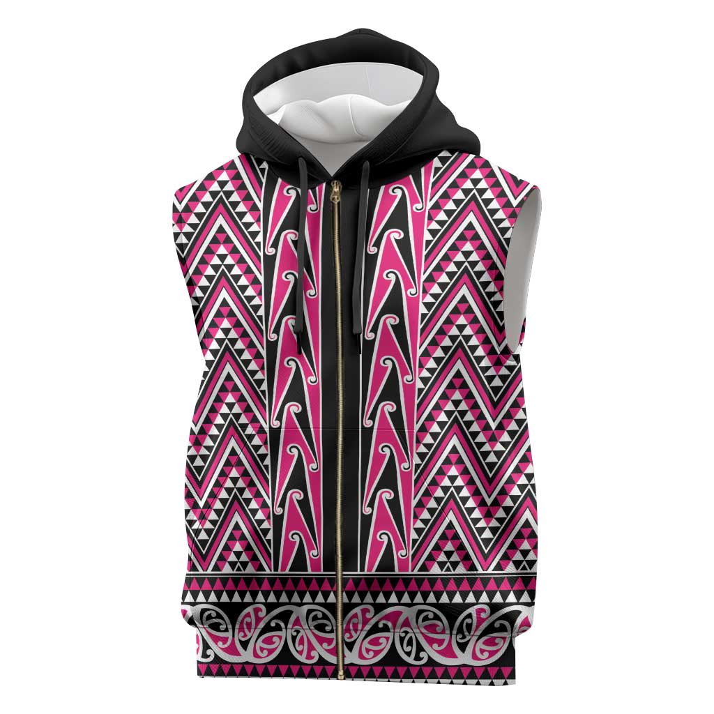 New Zealand Maori Niho Taniwha Sleeveless Zip Hoodie Mawhero Mangopare and Puhoro Pattern - Aussie Hoodie