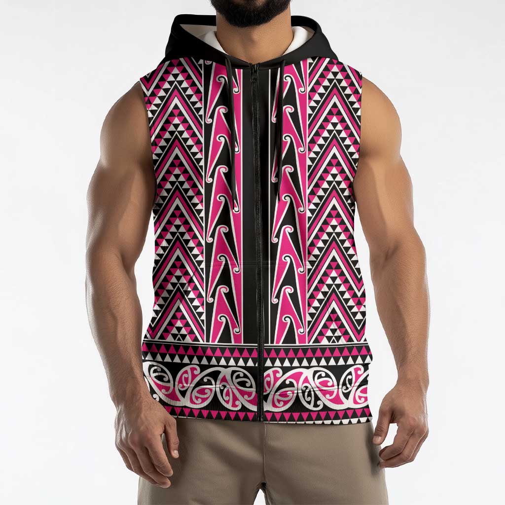 New Zealand Maori Niho Taniwha Sleeveless Zip Hoodie Mawhero Mangopare and Puhoro Pattern LT9