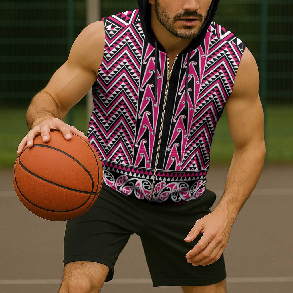 New Zealand Maori Niho Taniwha Sleeveless Zip Hoodie Mawhero Mangopare and Puhoro Pattern - Aussie Hoodie