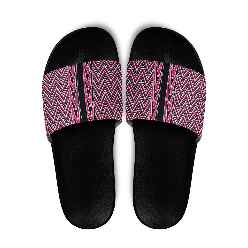 New Zealand Maori Niho Taniwha Slide Sandals Mawhero Mangopare and Puhoro Pattern - Aussie Hoodie