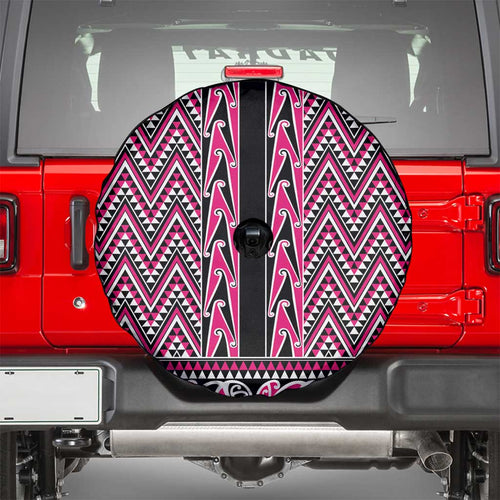 New Zealand Maori Niho Taniwha Spare Tire Cover Mawhero Mangopare and Puhoro Pattern