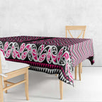New Zealand Maori Niho Taniwha Tablecloth Mawhero Mangopare and Puhoro Pattern
