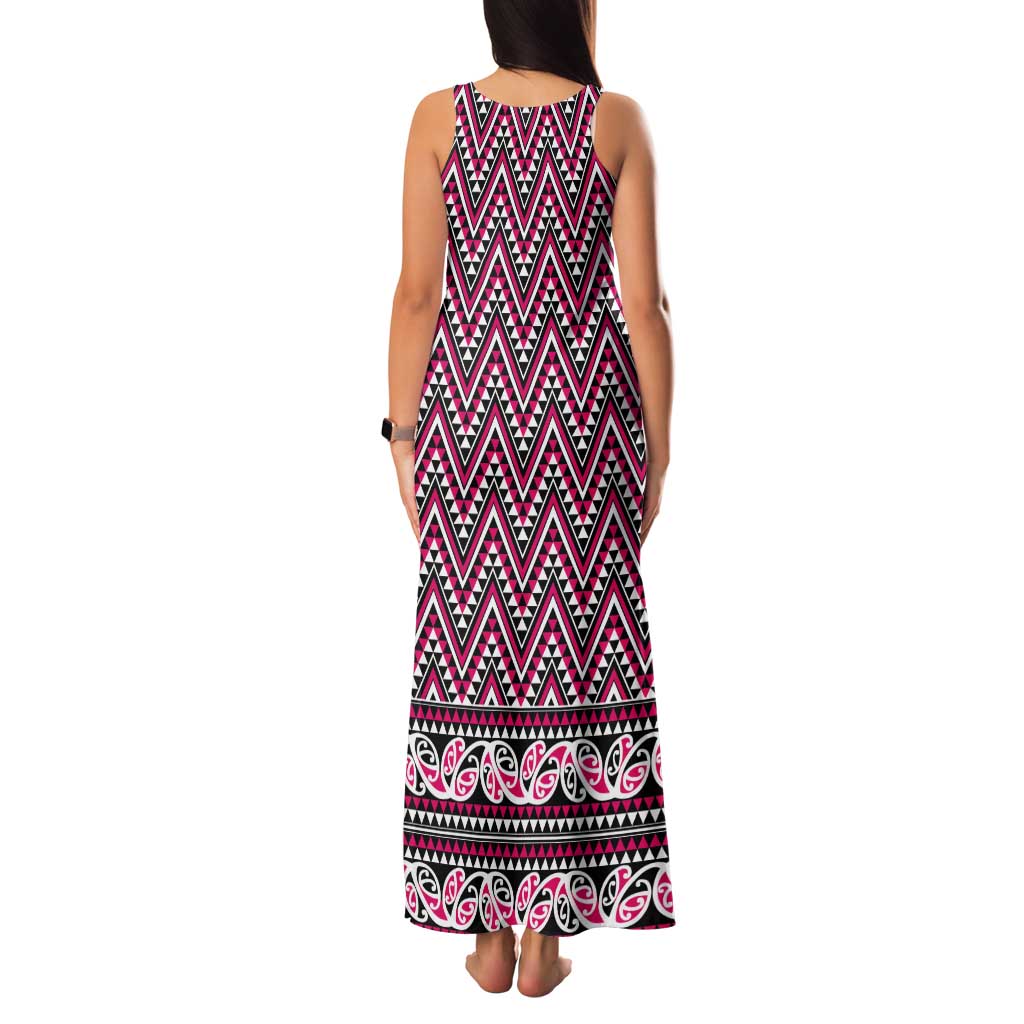 New Zealand Maori Niho Taniwha Tank Maxi Dress Mawhero Mangopare and Puhoro Pattern