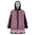 New Zealand Maori Niho Taniwha Wearable Blanket Hoodie Mawhero Mangopare and Puhoro Pattern