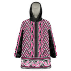 New Zealand Maori Niho Taniwha Wearable Blanket Hoodie Mawhero Mangopare and Puhoro Pattern