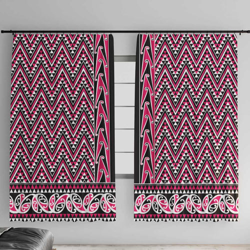 New Zealand Maori Niho Taniwha Window Curtain Mawhero Mangopare and Puhoro Pattern