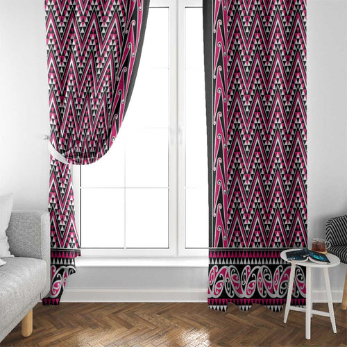New Zealand Maori Niho Taniwha Window Curtain Mawhero Mangopare and Puhoro Pattern