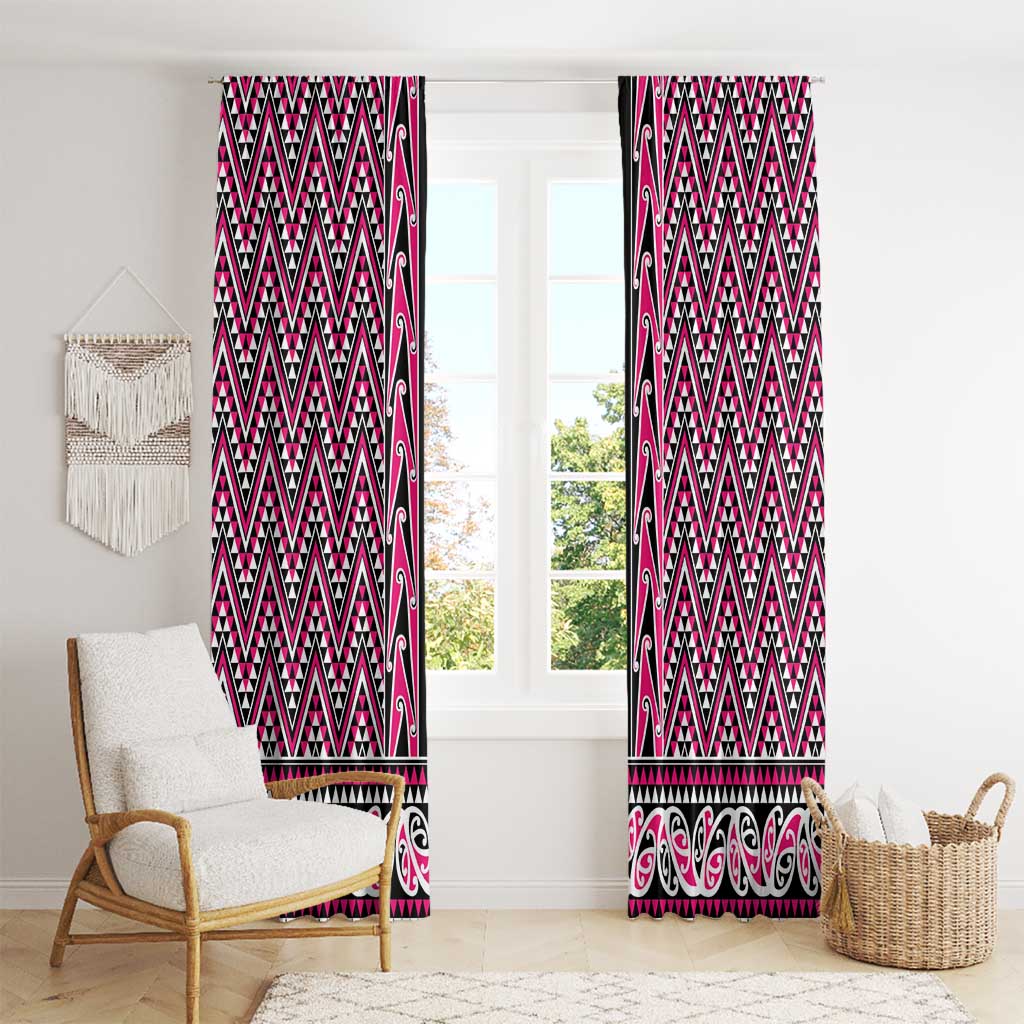 New Zealand Maori Niho Taniwha Window Curtain Mawhero Mangopare and Puhoro Pattern