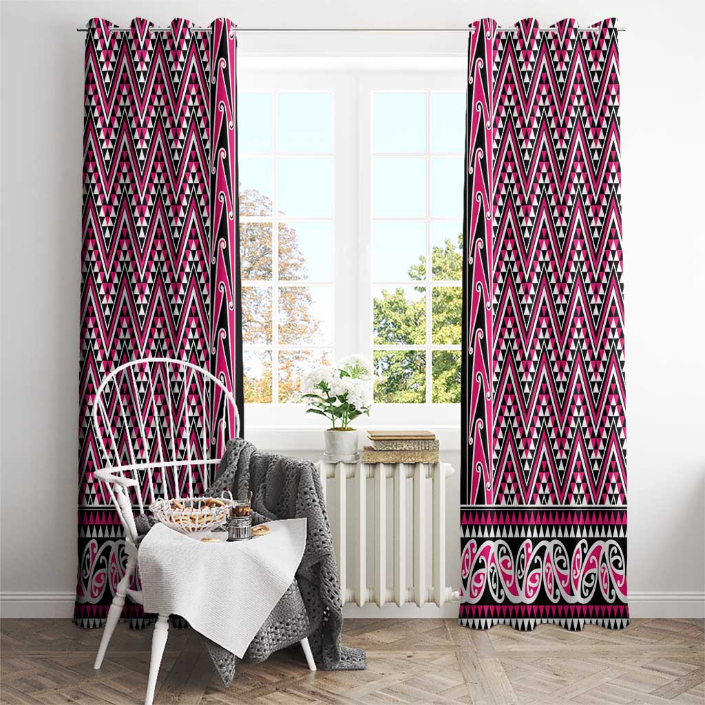 New Zealand Maori Niho Taniwha Window Curtain Mawhero Mangopare and Puhoro Pattern