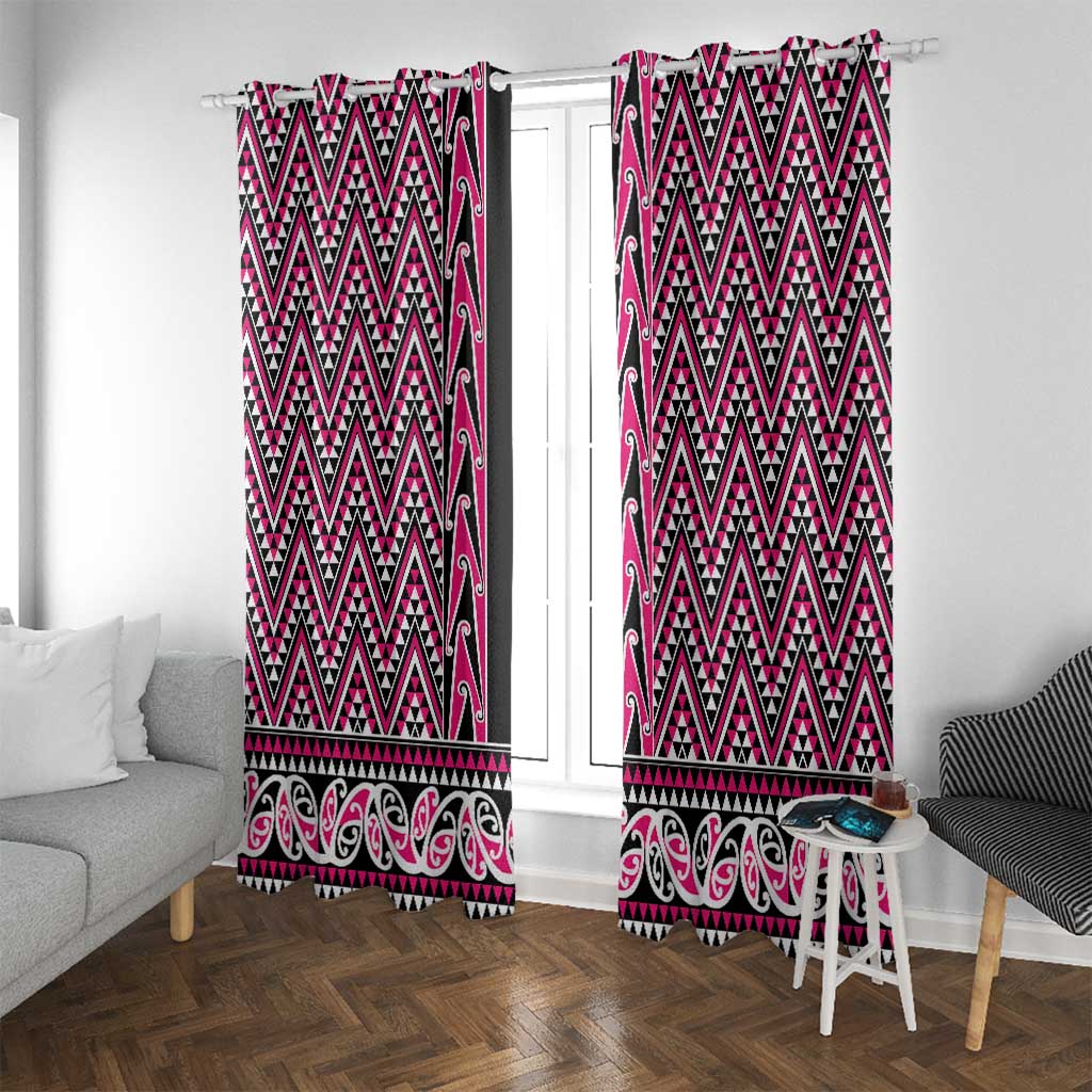 New Zealand Maori Niho Taniwha Window Curtain Mawhero Mangopare and Puhoro Pattern