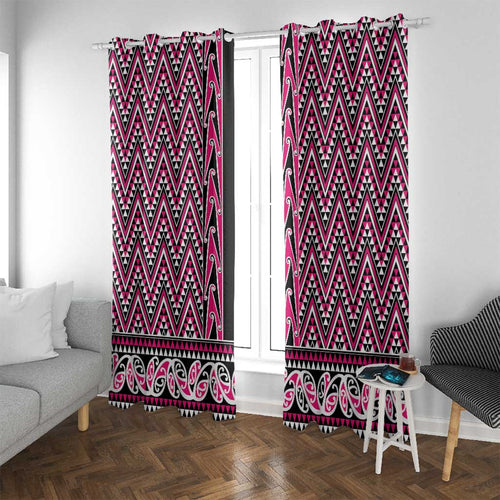 New Zealand Maori Niho Taniwha Window Curtain Mawhero Mangopare and Puhoro Pattern