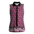 New Zealand Maori Niho Taniwha Women Sleeveless Polo Shirt Mawhero Mangopare and Puhoro Pattern