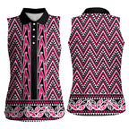 New Zealand Maori Niho Taniwha Women Sleeveless Polo Shirt Mawhero Mangopare and Puhoro Pattern