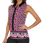 New Zealand Maori Niho Taniwha Women Sleeveless Polo Shirt Mawhero Mangopare and Puhoro Pattern