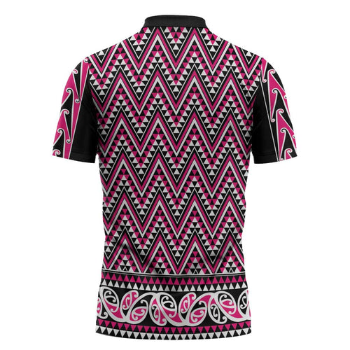 New Zealand Maori Niho Taniwha Zipper Polo Shirt Mawhero Mangopare and Puhoro Pattern - Aussie Hoodie