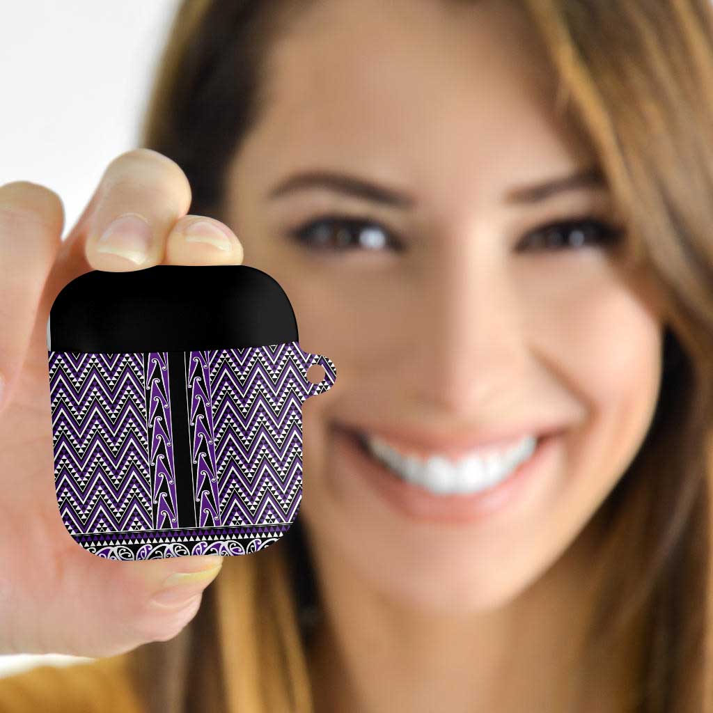 New Zealand Maori Niho Taniwha AirPods Case Waiporopo Mangopare and Puhoro Pattern - Aussie Hoodie