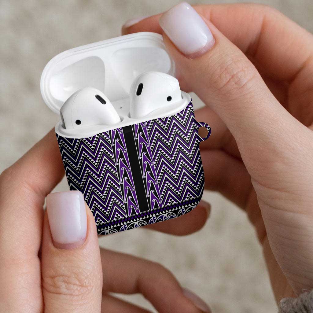 New Zealand Maori Niho Taniwha AirPods Case Waiporopo Mangopare and Puhoro Pattern - Aussie Hoodie