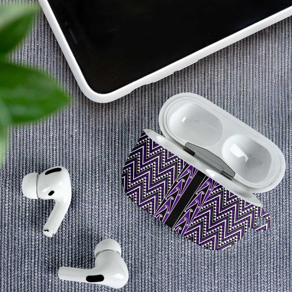 New Zealand Maori Niho Taniwha AirPods Case Waiporopo Mangopare and Puhoro Pattern - Aussie Hoodie