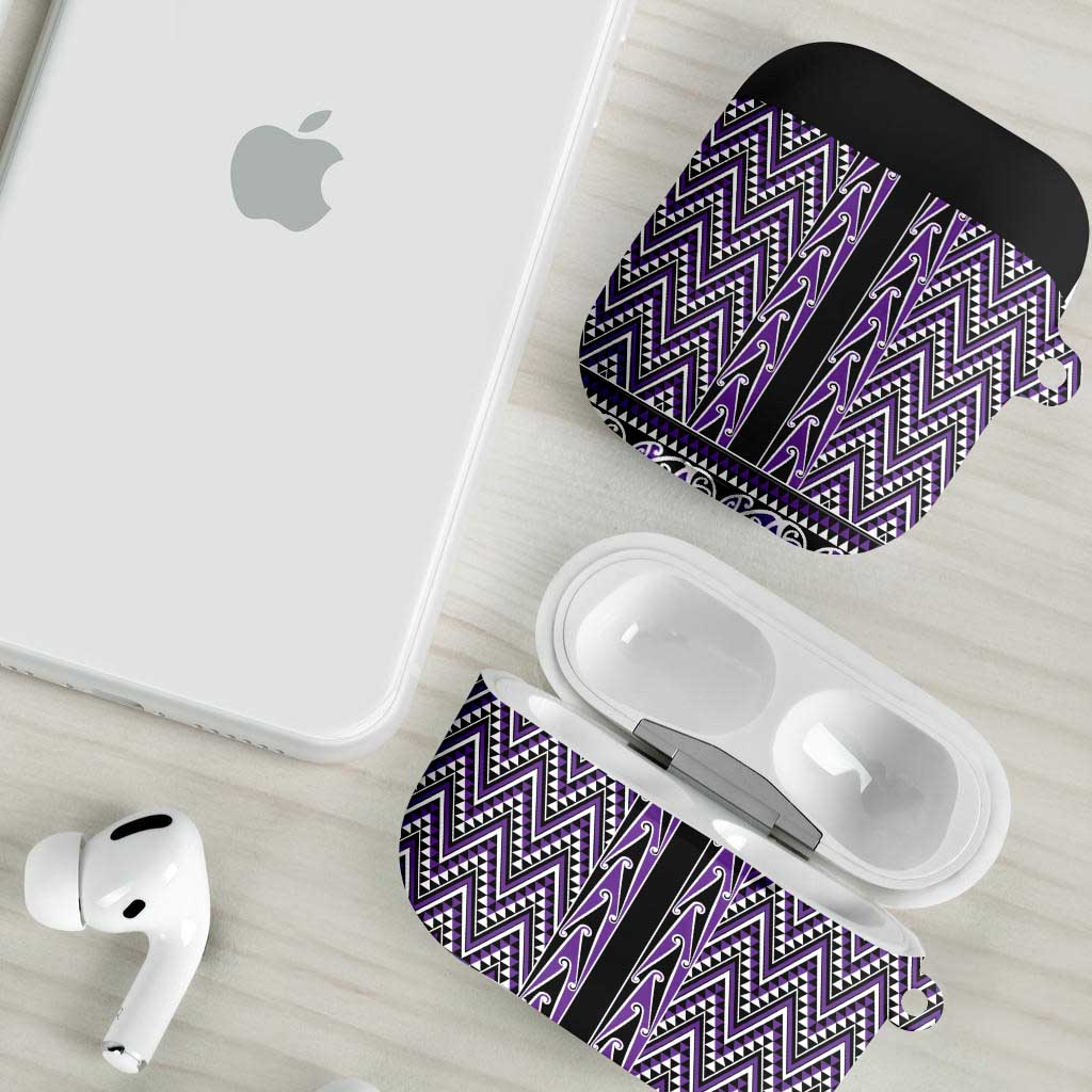 New Zealand Maori Niho Taniwha AirPods Case Waiporopo Mangopare and Puhoro Pattern - Aussie Hoodie