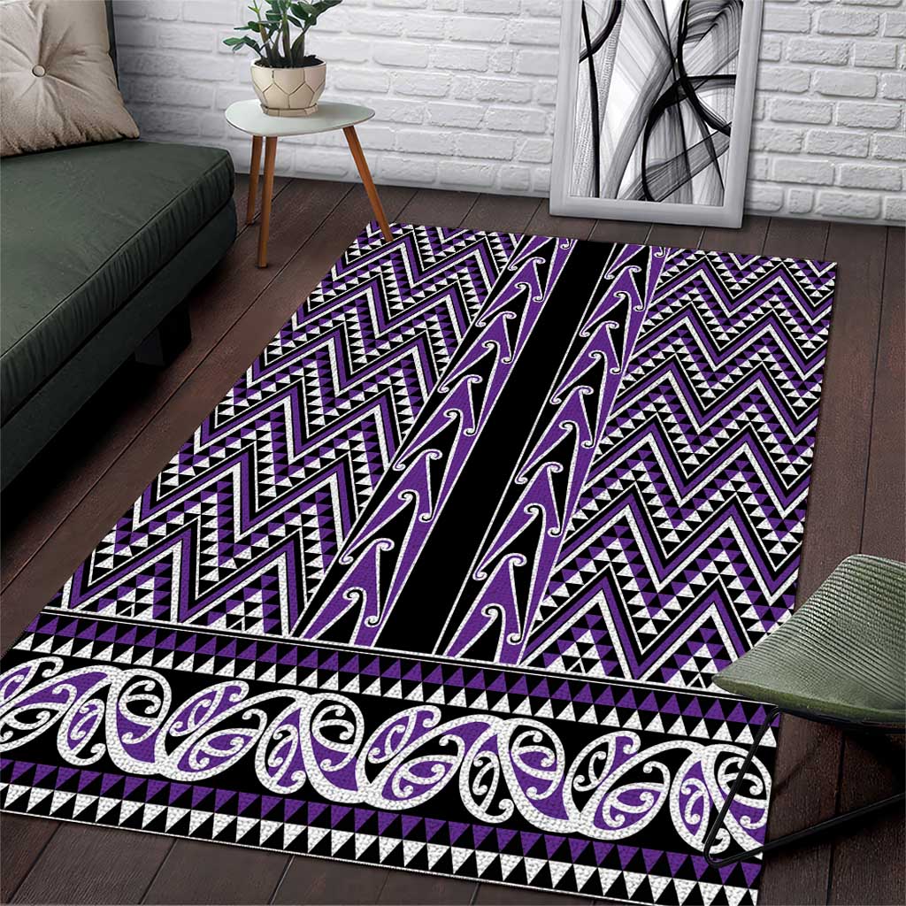 New Zealand Maori Niho Taniwha Area Rug Waiporopo Mangopare and Puhoro Pattern