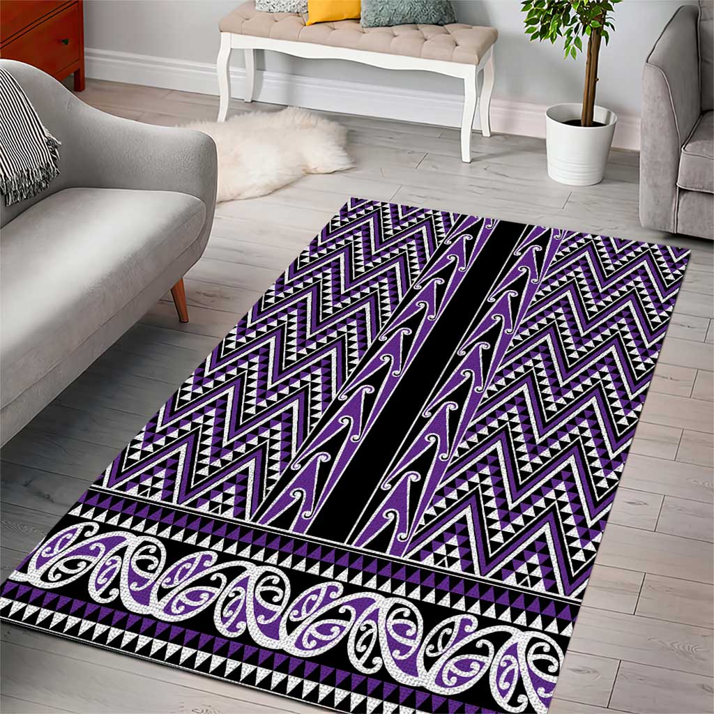 New Zealand Maori Niho Taniwha Area Rug Waiporopo Mangopare and Puhoro Pattern