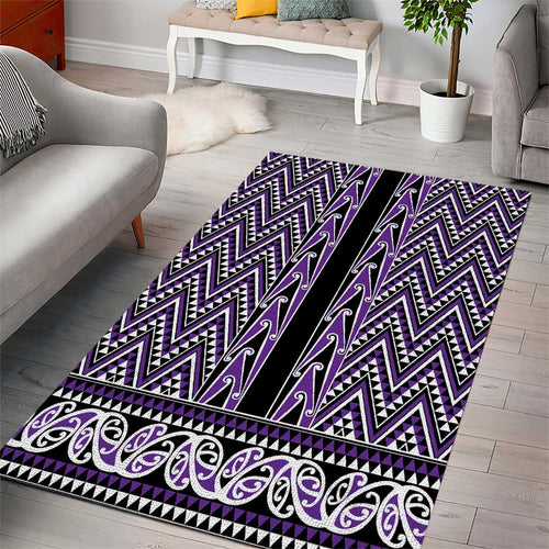 New Zealand Maori Niho Taniwha Area Rug Waiporopo Mangopare and Puhoro Pattern