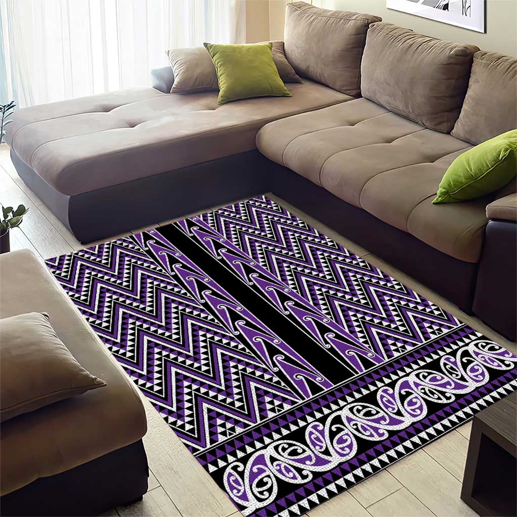 New Zealand Maori Niho Taniwha Area Rug Waiporopo Mangopare and Puhoro Pattern