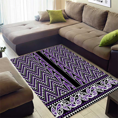 New Zealand Maori Niho Taniwha Area Rug Waiporopo Mangopare and Puhoro Pattern