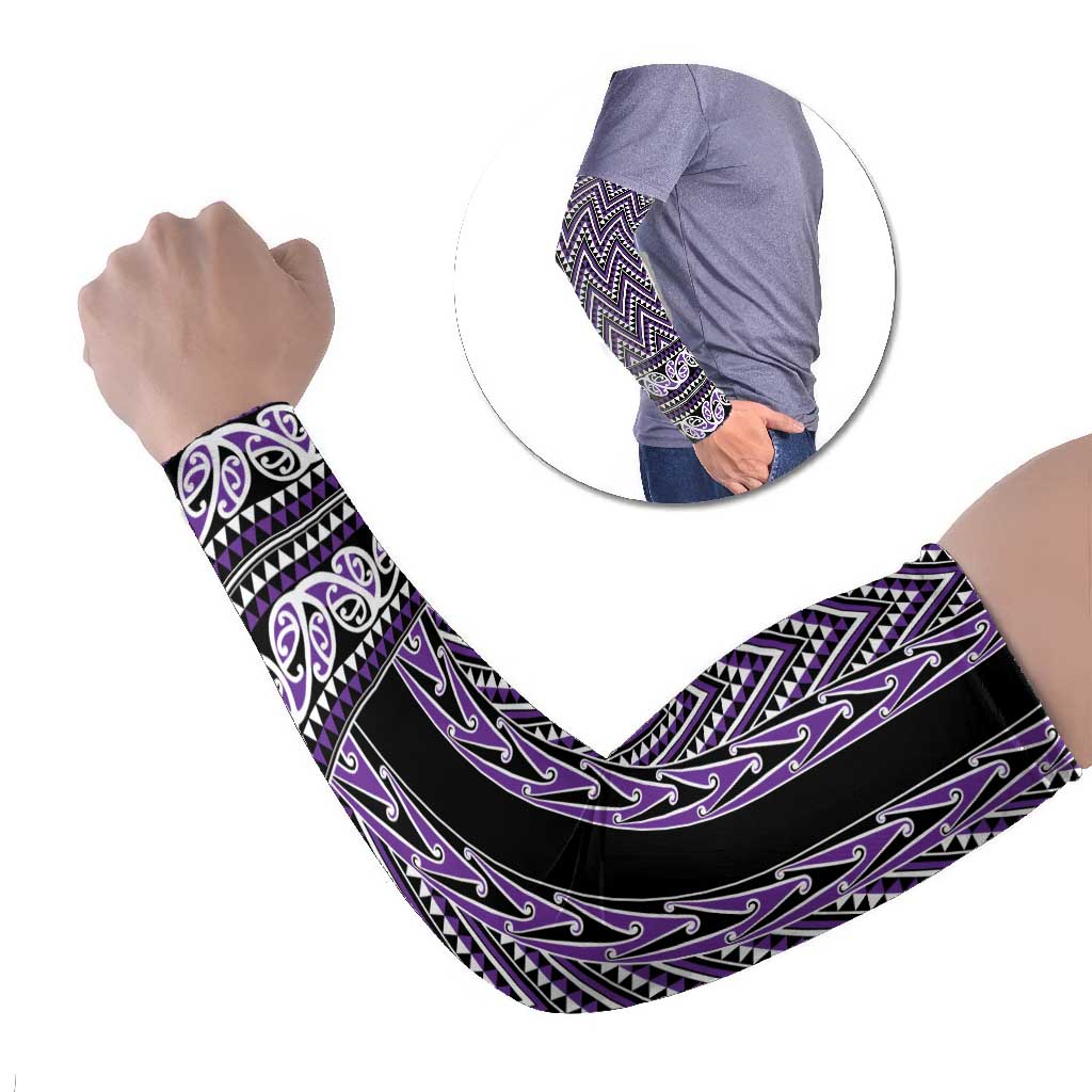 New Zealand Maori Niho Taniwha Arm Sleeves Waiporopo Mangopare and Puhoro Pattern - Aussie Hoodie