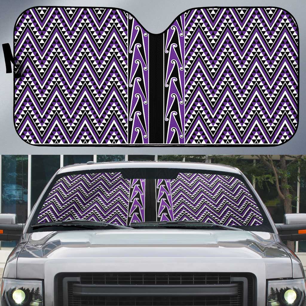 New Zealand Maori Niho Taniwha Auto Sun Shade Waiporopo Mangopare and Puhoro Pattern - Aussie Hoodie