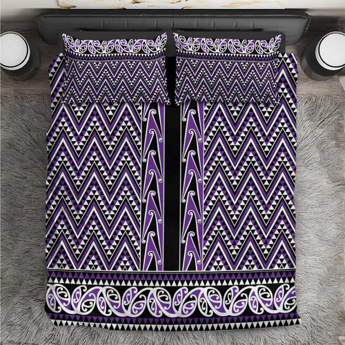 New Zealand Maori Niho Taniwha Bedding Set Waiporopo Mangopare and Puhoro Pattern
