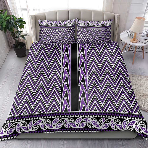 New Zealand Maori Niho Taniwha Bedding Set Waiporopo Mangopare and Puhoro Pattern