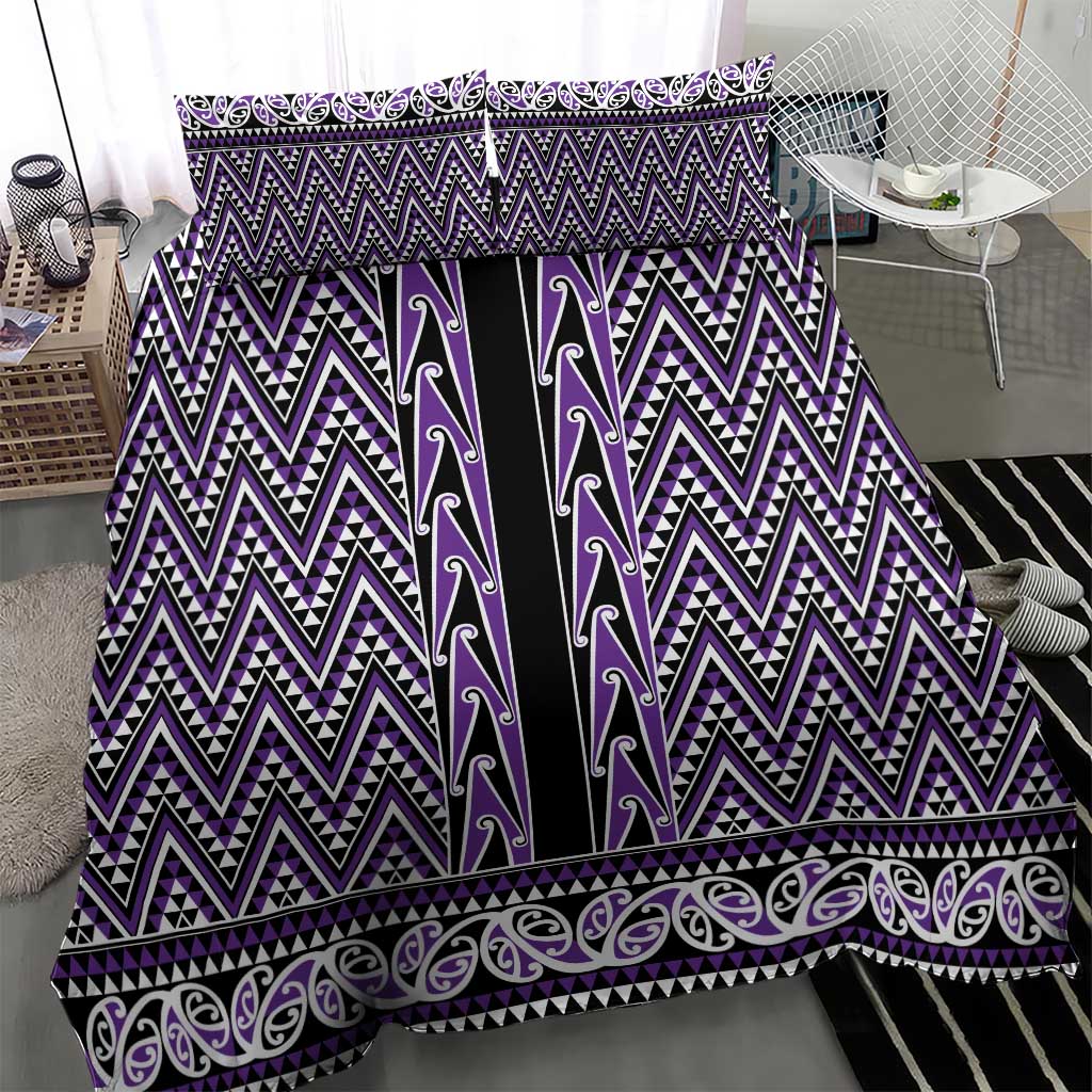 New Zealand Maori Niho Taniwha Bedding Set Waiporopo Mangopare and Puhoro Pattern