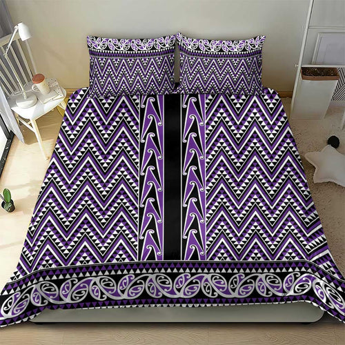 New Zealand Maori Niho Taniwha Bedding Set Waiporopo Mangopare and Puhoro Pattern