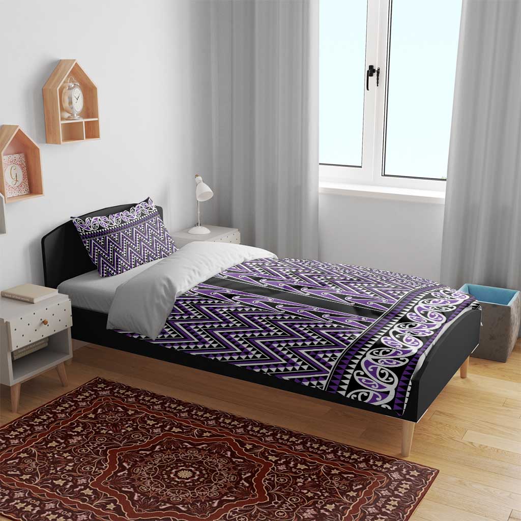 New Zealand Maori Niho Taniwha Bedding Set Waiporopo Mangopare and Puhoro Pattern