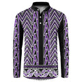 New Zealand Maori Niho Taniwha Button Sweatshirt Waiporopo Mangopare and Puhoro Pattern