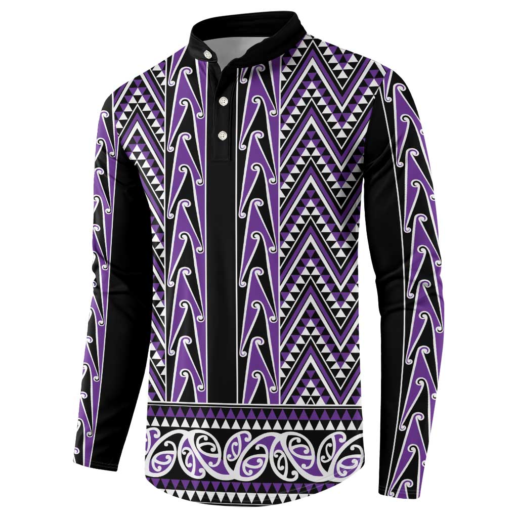 New Zealand Maori Niho Taniwha Button Sweatshirt Waiporopo Mangopare and Puhoro Pattern