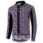 New Zealand Maori Niho Taniwha Button Sweatshirt Waiporopo Mangopare and Puhoro Pattern